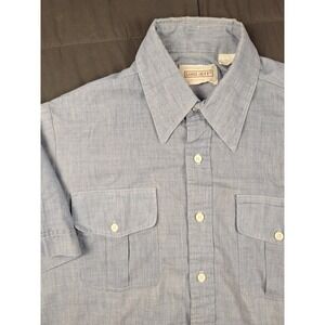 Vintage Lord Jeff‎ Blue Button-Up Work Western Shirt Men Large Made In USA Rodeo